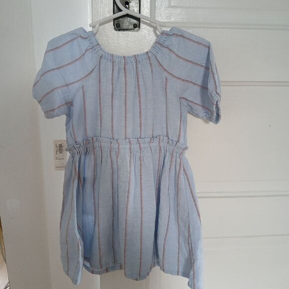 Old Navy Gap Dress Toddler Girls Fit & Flare Puff Sleeve Striped Red & Blue - Picture 10 of 10